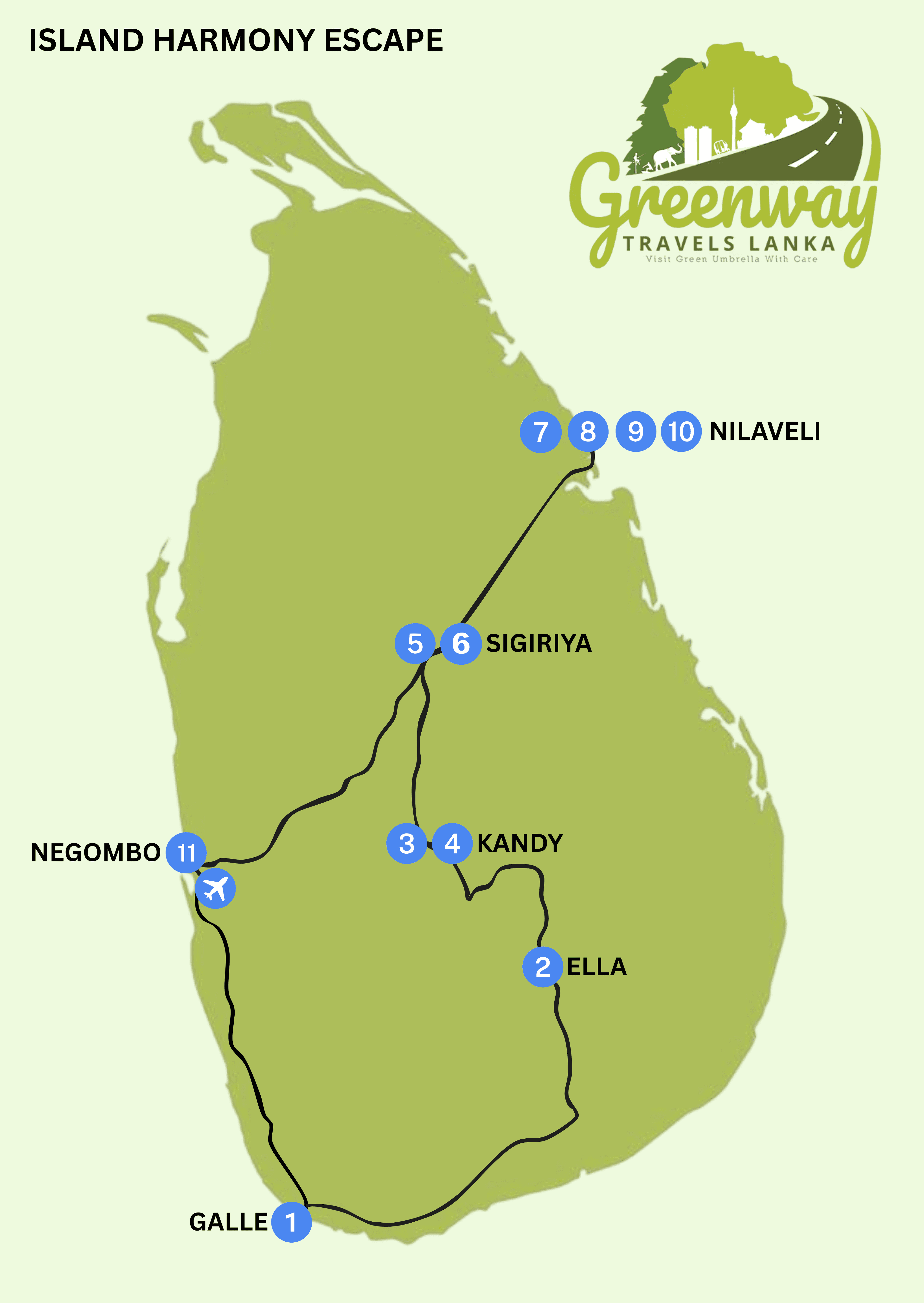 Island Harmony Escape - Tour Route Map