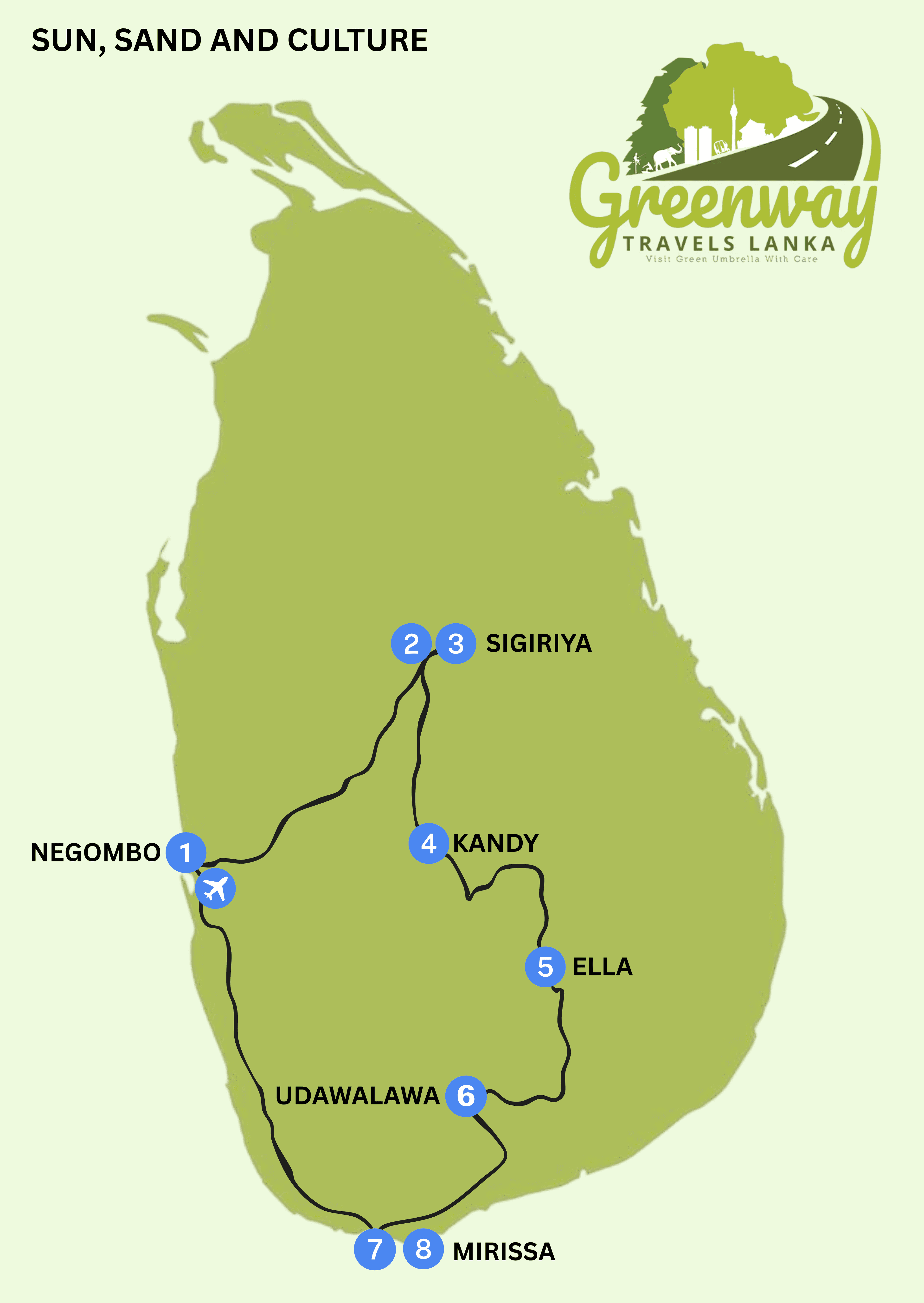 Sun, Sand and Culture - Tour Route Map